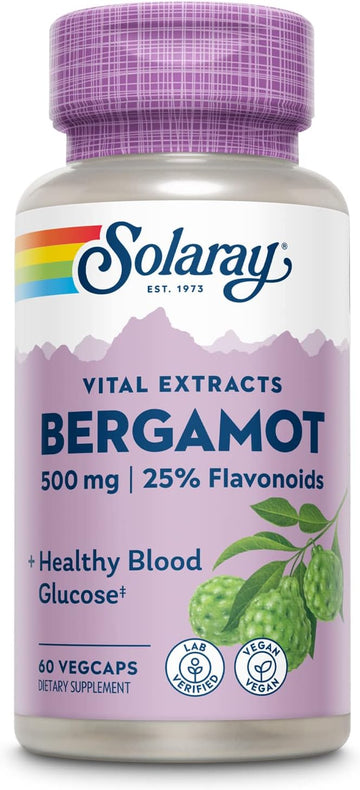 Solaray Bergamot Advanced Formula, Cardiovascular Support Fruit Extract, Veg Cap (Btl-Plastic) 500Mg, 60Ct