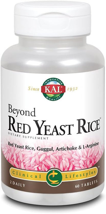 Kal Beyond Red Yeast Rice | Clinical Formula With B Vitamins, Guggul, Artichoke, L-Arginine Hcl, 60 Tablets