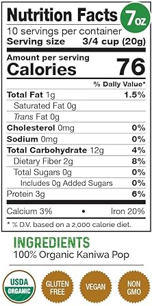 HerbaZest Kaniwa Pop Organic - 7oz – USDA Certified, Vegan & Gluten Free Superfood - Wholesome Addition to Yogurt & Cereal, Granola & Muesli, Salads & Desserts