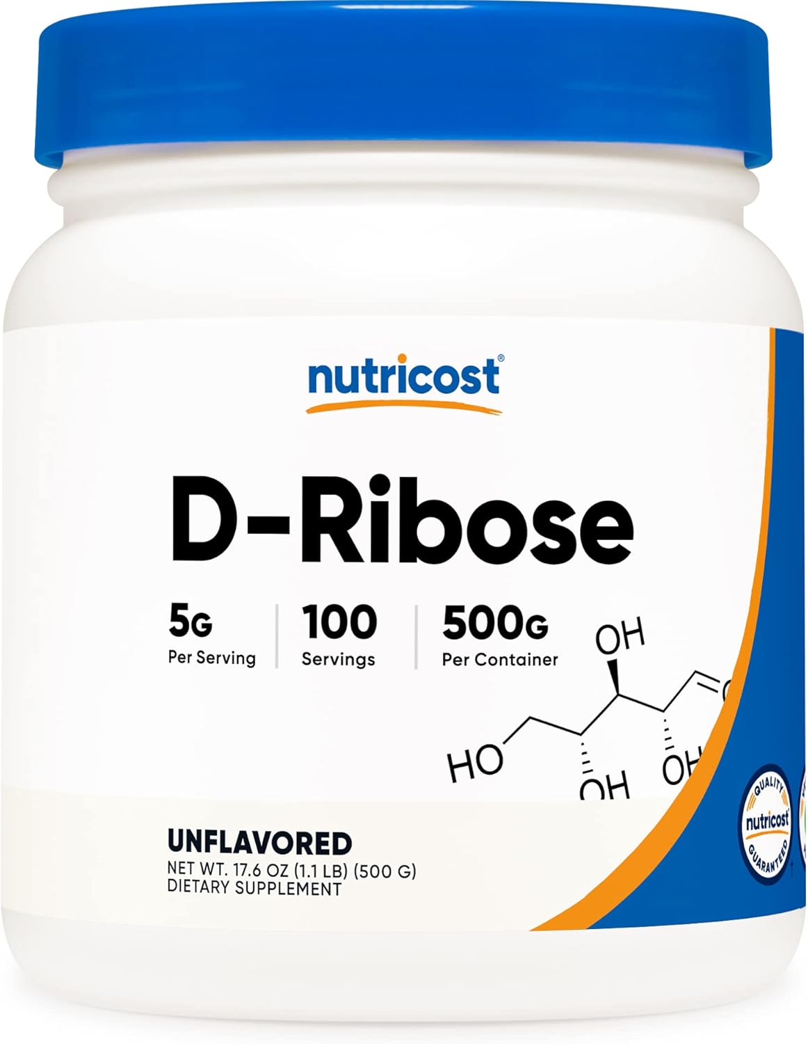 Nutricost D-Ribose Powder 500 Grams - 5000mg Per Serving, Non-GMO (500 Grams)