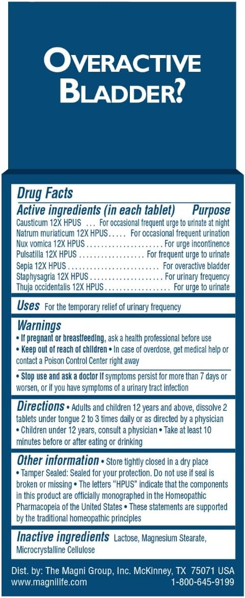 MagniLife Bladder Relief, Fast Acting Relief for Overactive Bladder, Helps Reduce Urination Frequency & Leak Prevention from Coughing, Sneezing & Laughing - 125 Tablets : Health & Household