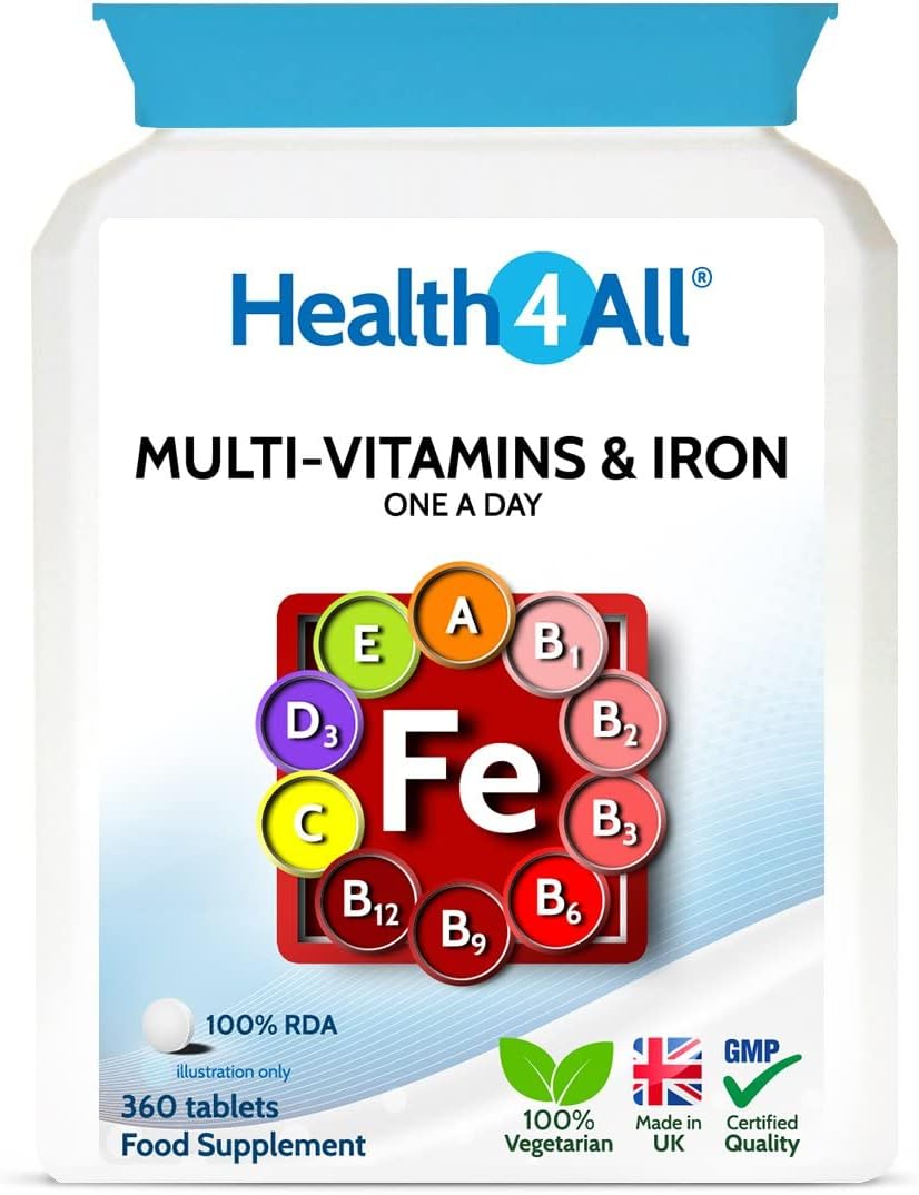 Health4All Multivitamins & Iron 360 Easy To Swallow Tablets, One A Day 1 Year Supply With 100% Rda Of Iron And Vitamins | Supports Immune System And Overall Health Of Men & Women | Made In Uk