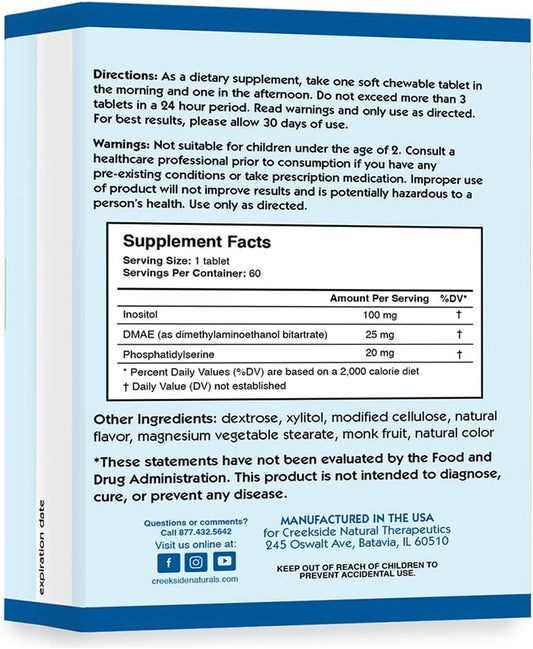 Creekside Naturals Focused Mind Jr., Focus And Memory Support For Children, Pediatrician Formulated, Stimulant Free Attention Support With Inositol, Zero Sugar, Vegan, Orange Cream Flavor, 60 Ez Melts