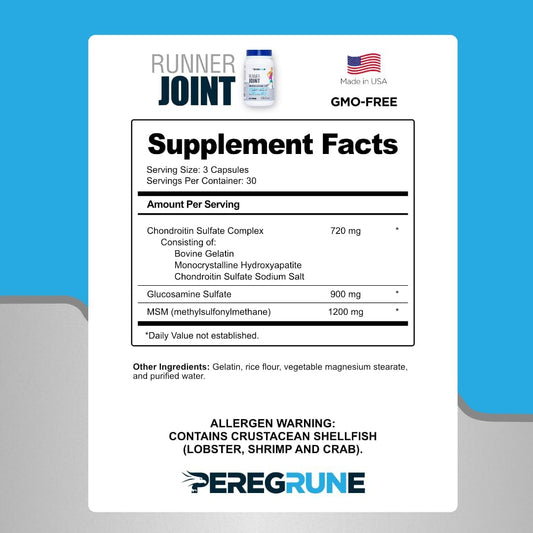 Runner Joint Support Supplement - Healthy Knees, Back, Cartilage, & Joints – Glucosamine Chondroitin Msm- Gmp Certified Running Supplements And Joint Support For Athletes – 90 Capsules