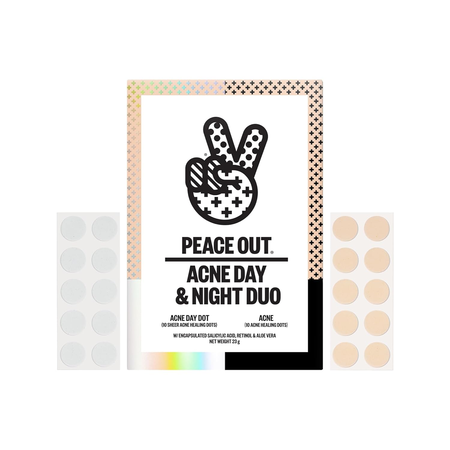 Peace Out Acne Day Dot, Sheer Acne Healing Dots, Virtually Invisible Wear, Hydrocolloid Pimple Patches Helps Clear Blemishes Quickly With Encapsulated Salicylic Acid, Retinol & Aloe Vera, 40 Dots