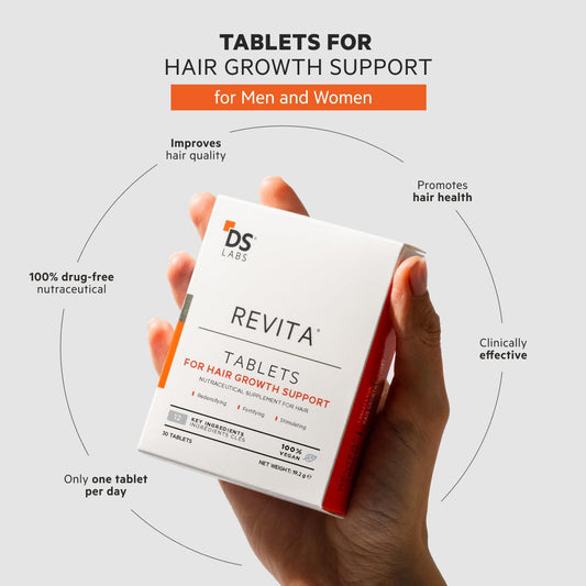 Ds Labs Revita Tablets - Hair Vitamins For Density Support, Supplement For Thicker, Stronger Looking Hair, Zinc, Iron, Magnesium, Melatonin, Vitamin D & Biotin Vitamins For Women & Men, 60 Tablets
