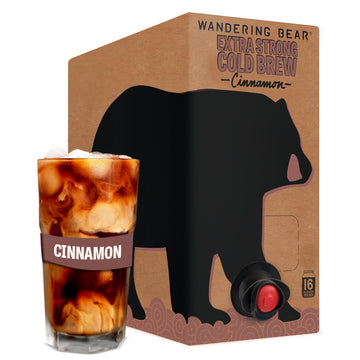 Wandering Bear Cinnamon Cold Brew Coffee On Tap, Iced Coffee, 96 Fl Oz - Extra Strong, Smooth, Unsweetened, Shelf-Stable, Ready To Drink Cinnamon Coffee