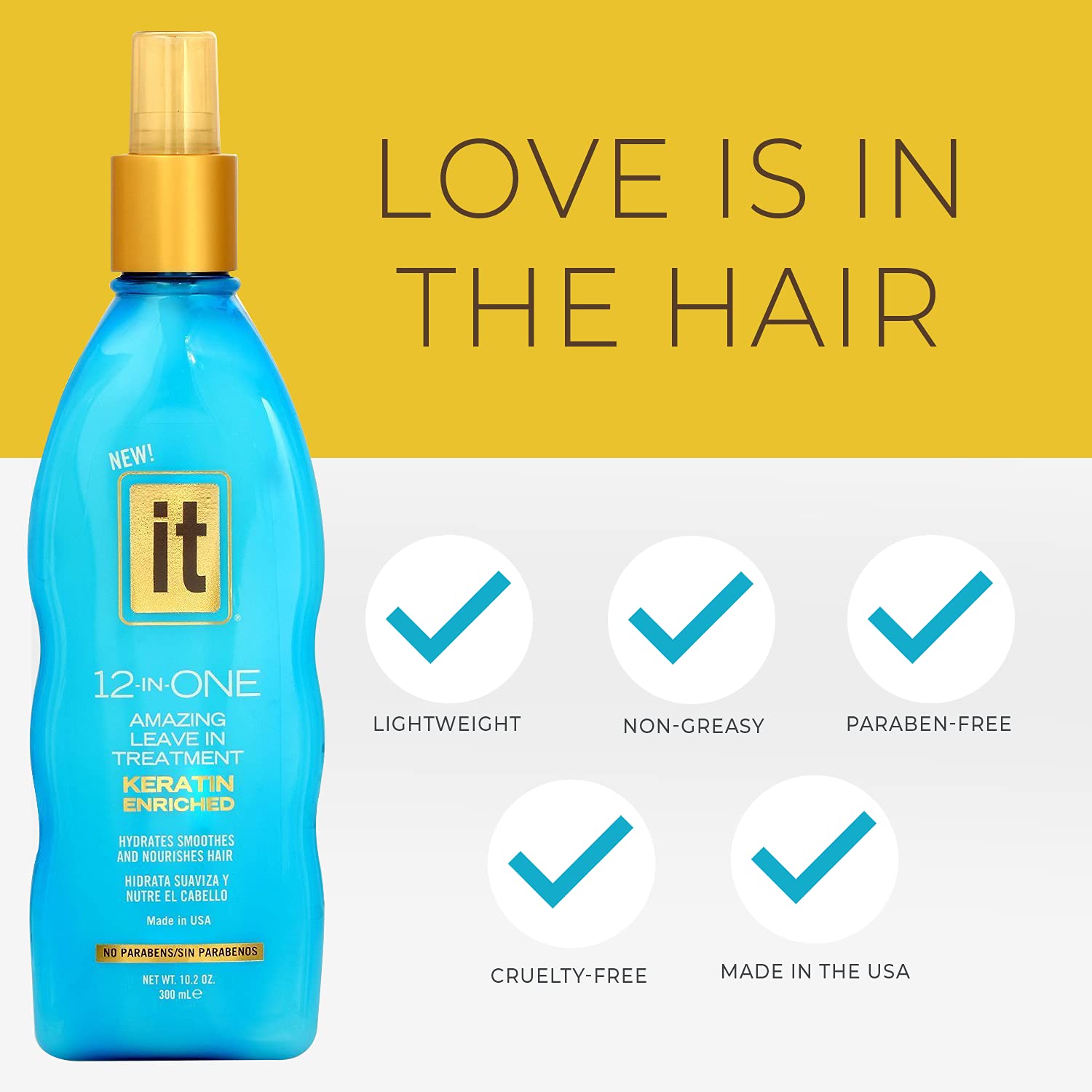 Freeze It 12-In-One Amazing Leave-In Hair Treatment Spray- Infused With Keratin, Borage Oil For Hydration, Smoothness, Nourishment - Strengthens, Protects Dry & Damaged Hair : Beauty & Personal Care