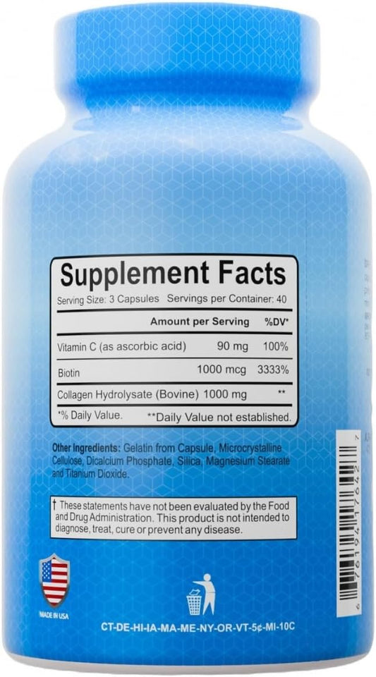 Premium Collagen Hydrolysate By Alfa Vitamins - Anti-Aging Nutritional Supplement Rich In Vitamin C - Skin, Nails & Hair Rejuvenation - Supports Bone & Muscle Health - Made In Usa - 120 Capsules