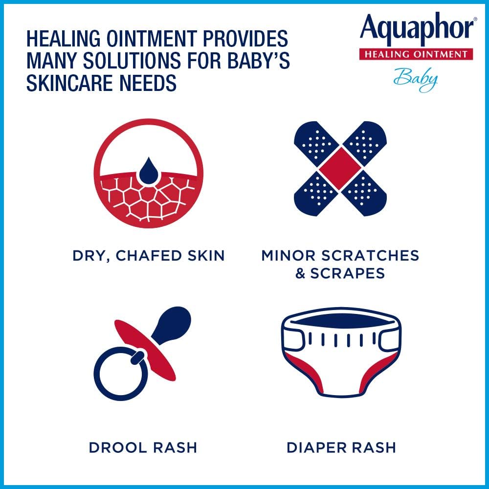 Aquaphor Baby Healing Ointment, Advanced Therapy for Chapped Cheeks and Diaper Rash, 3 Ounce (Pack of 3) : Baby