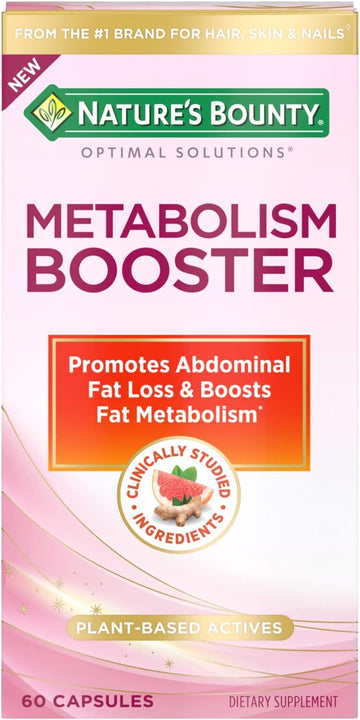 Nature’S Bounty Metabolism Booster Supplement, Boosts Fat Metabolism, Promotes Abdominal Fat Loss, With Citrus Extracts And Black Ginger, 60 Capsules