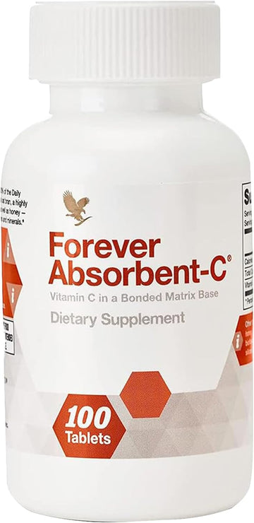 Forever Living - Absorbent-C - Orange And Honey Flavor With Oat Bran - Vitamin C Supplement For Immune Support And Skin Health - 100 Chewable Tablets