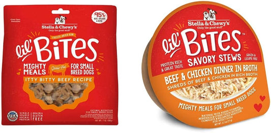 Stella & Chewy's Lil Bites Freeze-Dried + Wet Food Bundle for Small Breeds - Beef & Chicken : Pet Supplies