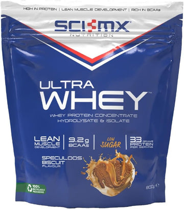 Sci-Mx Ultra Whey Protein Muscle Building & Recovery Protein Powder With Naturally Occurring Glutamine & Amino Acids - Speculoos Biscuit Flavour - 800G (18 Servings)