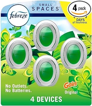 Febreze Small Spaces, Plug in Air Freshener Alternative for home, Odor Fighter Air Freshener 25 fl. oz, 4 Count LIMITED EDITION (Gain Original)