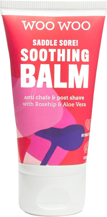 Woowoo Saddle Sore! Womens Soothing Moisturising Balm, Vegan Post Shave Anti Chaffing Cream For Sensitive Skin With Chamomile Rosehip Oil And Aloe Vera - 50Ml
