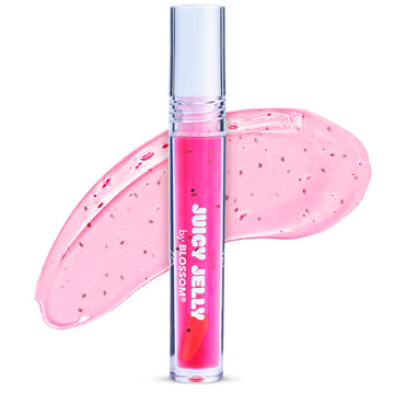 Blossom Lip Gloss Juicy Jelly Moisturizing Fruit Flavored Nourishing High Shine Lip Oil With Doe Foot Wand Applicator, 0.09Oz, Strawberry