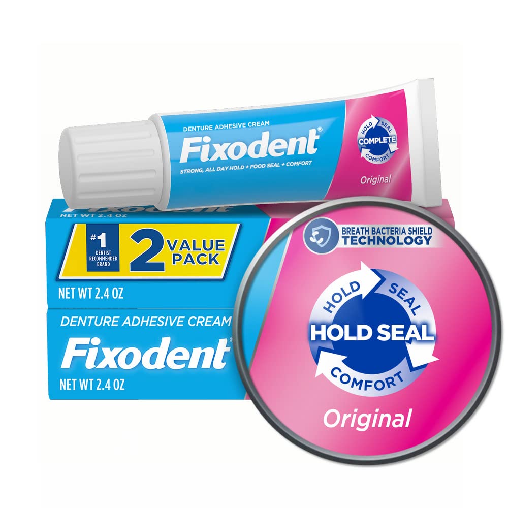 Fixodent Complete Original Denture Adhesive Cream, 2.4 Oz, Pack Of 2