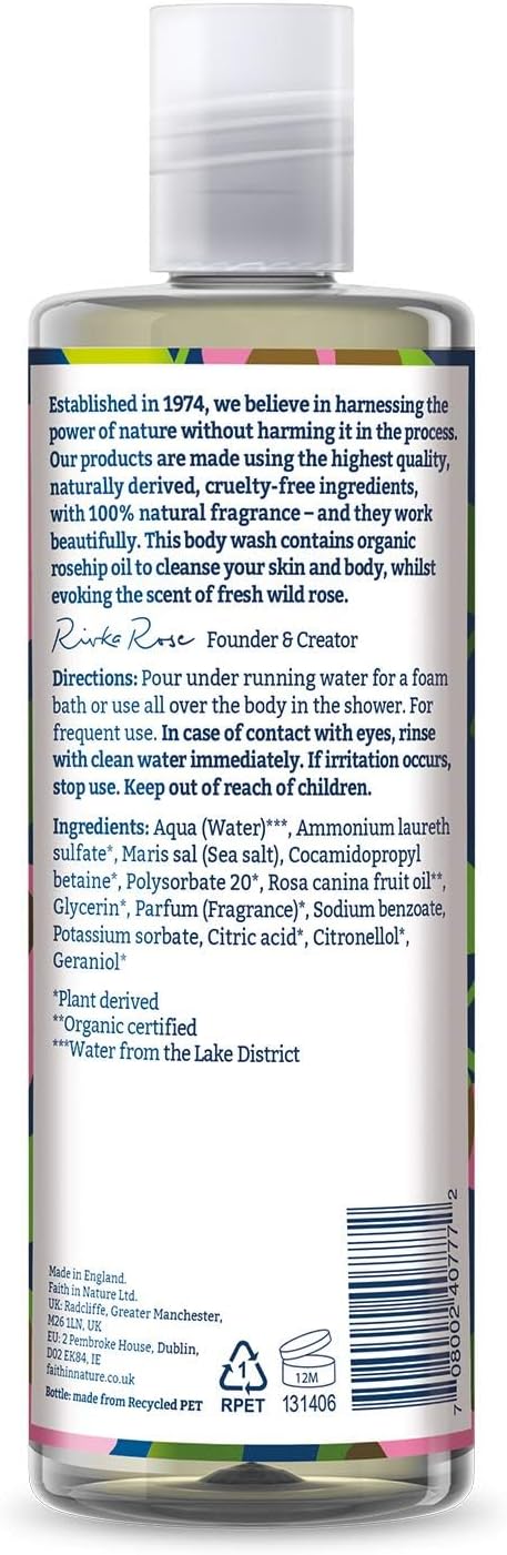 Faith In Nature Natural Mint Body Wash, Invigorating Shower Gel, Vegan & Cruelty Free, No Sls Or Parabens, 400M
