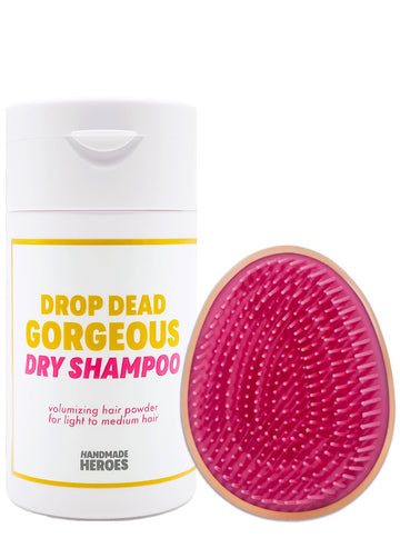 Handmade Heroes Save 11% Dry Shampoo Volume Powder and Brush. Natural Clean and Vegan Ingredients. Sustainable Beauty. For Light and Blonde Hair