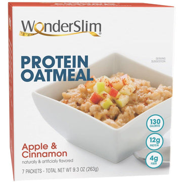 WonderSlim Instant Protein Oatmeal, Apple 'n Cinnamon, Gluten Free, Low Carb (7ct)