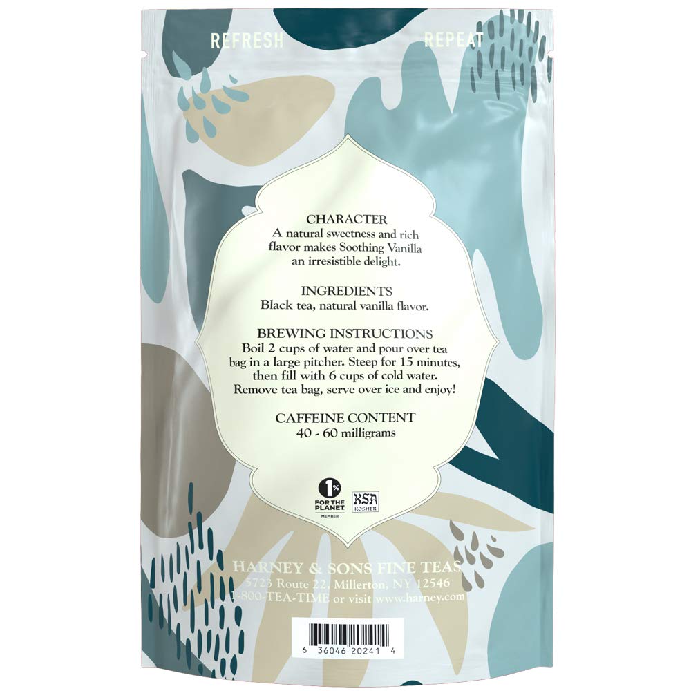 Harney & Sons, Soothing Black Iced Tea Fresh Brew Pouches Ct 20241, Vanilla, 15 Count