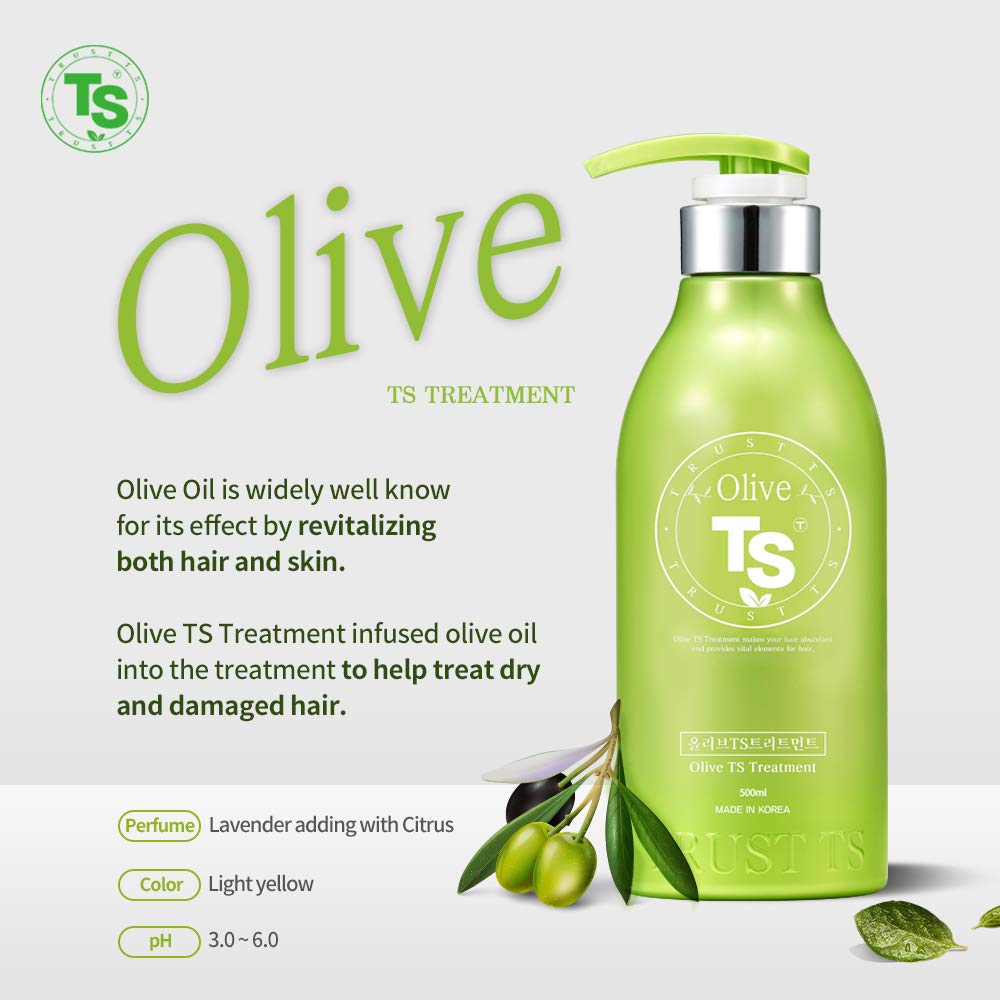 Olive Ts Treatment (17.6 Fl Oz / 500Ml) | Treatment Of Damaged Hair And Dry Scalp And Hair | Olive Oil Hair Treatment - Hydrating And Restorative| Silicone Free | All Hair Types