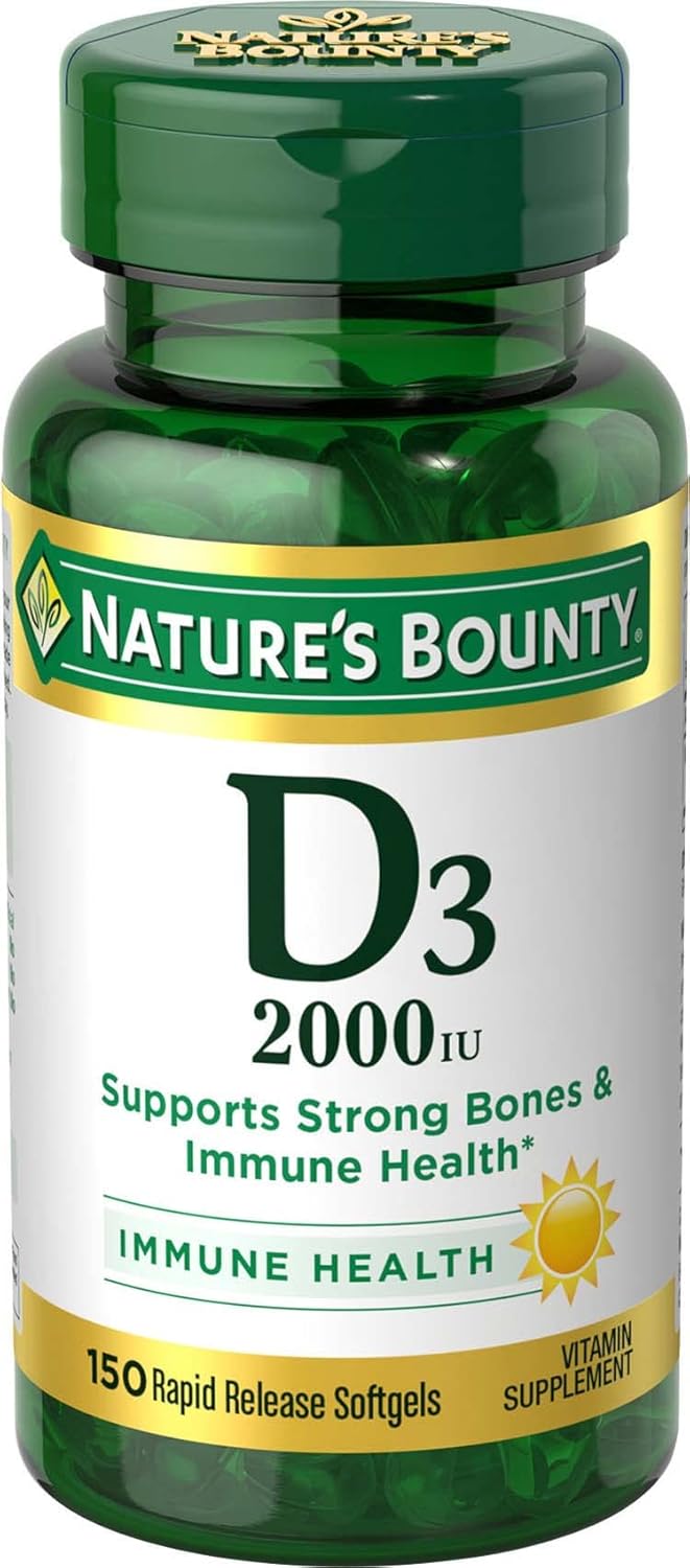 Nature'S Bounty Vitamin D, Supports Immune Health & Bone Health, 2000Iu Vitamin D3, 150 Softgels ,150 Count (Pack Of 1)