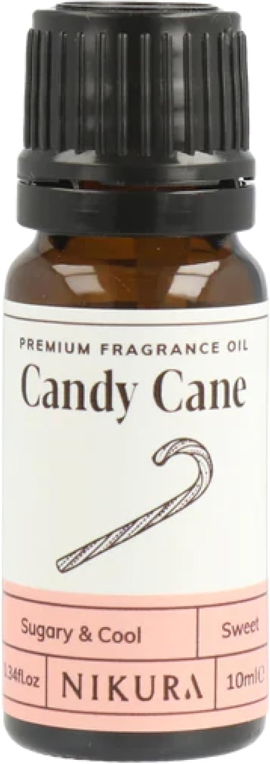 Nikura | Candy Cane Fragrance Oil - 10Ml | Perfect For Soap Making, Candle Making, Wax Melts, Diffuser | Great For Use In Bath Bombs, Perfume Oil, Perfume Scents | Vegan & Uk Made