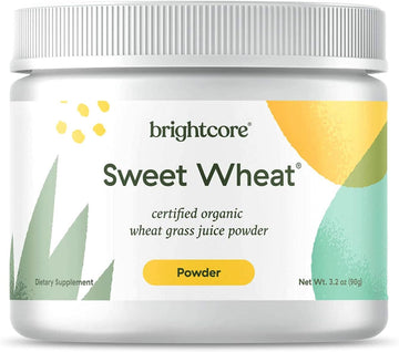 Brightcore Nutrition Sweet Wheat Wheatgrass Juice Powder, Easy-to-Mix Athletic Greens Powder for Digestive Health and Immune Boost, All-Natural Super Greens, 90 Grams