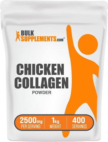 BulkSupplements.com Chicken Collagen Powder - Hydrolyzed Collagen Powder, Collagen Supplement, Collagen Peptides Powder - Gluten Free, 2500mg per Serving, 1kg (2.2 lbs) (Pack of 1)