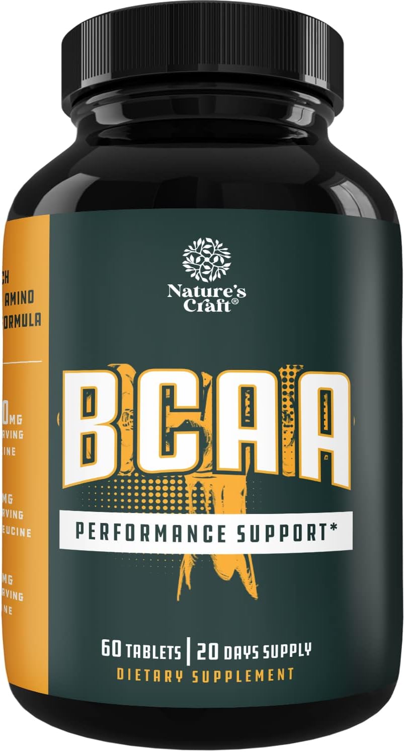 Branch Chain Amino Acids Supplement - Vegan BCAA Tablets Post Workout Muscle Recovery and Muscle Growth Support - Branched Chain Amino Acids Supplement for Men and Womens Workout Recovery 60 Count