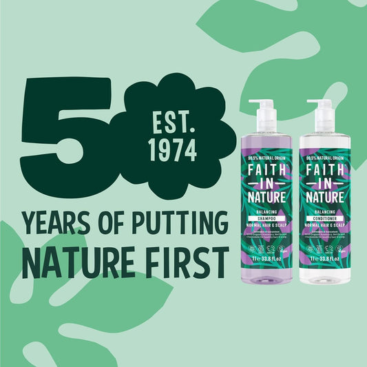 Faith In Nature 2 X 1L Natural Grapefruit & Orange Shampoo And Conditioner Set, Invigorating, Vegan & Cruelty Free, No Sls Or Parabens, For Normal To Oily Hair