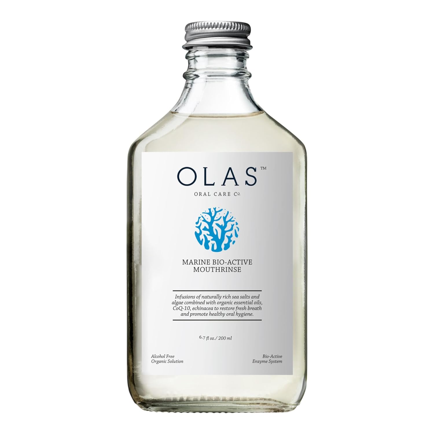 Olas Alcohol Free Mouthwash & Oral Rinse - Marine Bio-Active Mouth Rinse With Essential Oils & Antioxidants For A Healthy Oral Microbiome - Fluoride Free Natural Mouthwash (200 Ml)