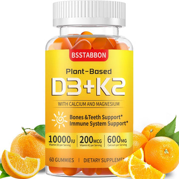 Vitamin D3 & K2 Vitamin D3, 250 Mcg - Vitamin K2, 200 Mcg With Calcium And Magnesium Immune System Support Supplements - Non-Gmo & Gluten-Free Supplements (60 Count)