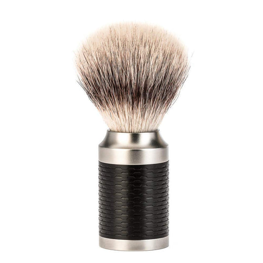 Mühle Rocca Stainless Steel Black Silvertip Fibre Shaving Brush : Beauty & Personal Care