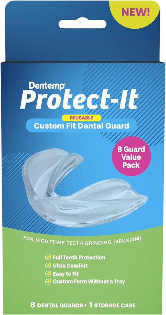 Dentemp Protect-It Custom Fit Grinding Mouth Guard 8 Pack for Grinding Teeth at Night - Night Guards for Teeth Grinding & Sleep