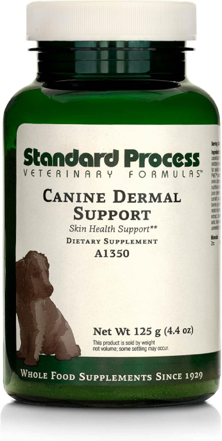 Standard Process Canine Dermal Support - Skin & Adrenal Gland Support Supplement - Comprehensive Skin Health Support Supplement For Dogs - Daily Immune & Liver Support Powder - 125 G