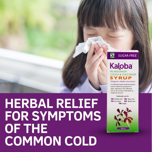 Schwabe Pharma - Kaloba Cough & Cold Relief Syrup - Pelargonium Sidoides Root Extract - Traditionally Used For Common Cold, Runny Nose, Sore Throat, Blocked Nose, Cough - Sugar Free – 100Ml