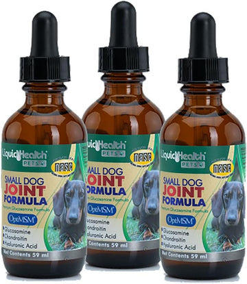 Liquidhealth 2 Oz Dog Glucosamine Drops Joint Juice, Chondroitin Hip And Joints Relief Vitamin Supplement Formula, Hyaluronic Acid - Small Dogs Canines Puppies - (3 Pack)