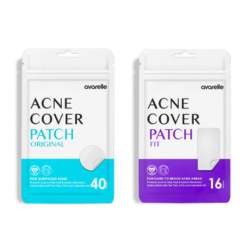 Avarelle Pimple Patches Hard-To-Reach-And-Remove Combo Hydrocolloid Acne Patch For Blemishes And Zit With Tea Tree Oil, Calendula Oil And Cica Oil For Face, Vegan, Cruelty Free (40Ct Original + Fit)