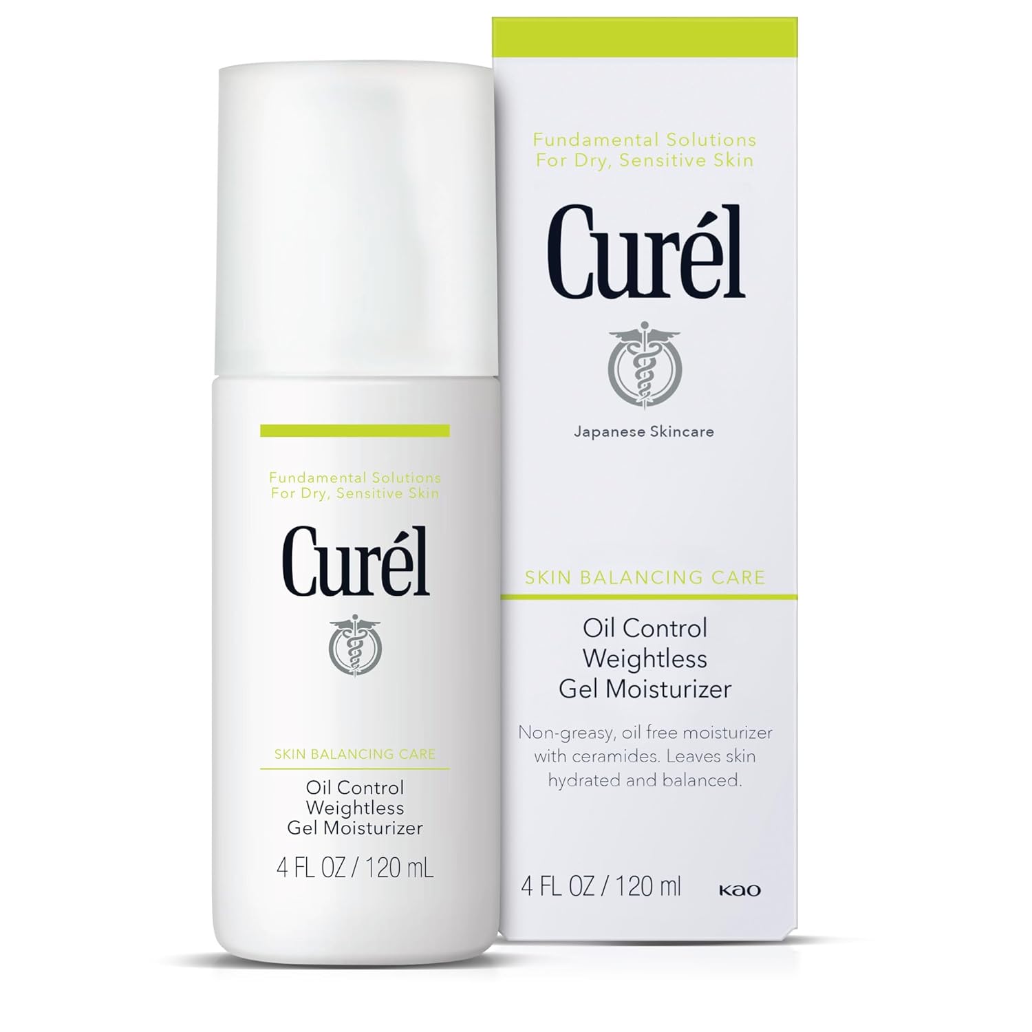 Curel Oil Control Japanese Skin Care, Weightless Gel Moisturizer For Dry, Sensitive Skin, Gel Moisturizer For Face, Fragrance Free, 4 Oz