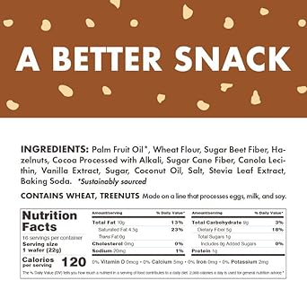 Rip Van Am Yum Chocolate Hazelnut - Keto Snacks - Non-Gmo - Healthy -Low Calorie, Low Carb & Low Sugar (1G) - 16 Count