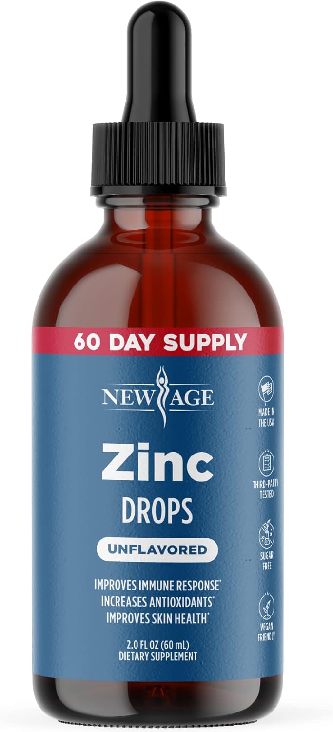 Ionic Zinc Liquid Drops - High Potency Immune Booster Zinc Supplement, Immune Defense, Powerful Natural Antioxidant, Non-Gmo - By New Age (Liquid 2 Oz), Pack Of 1