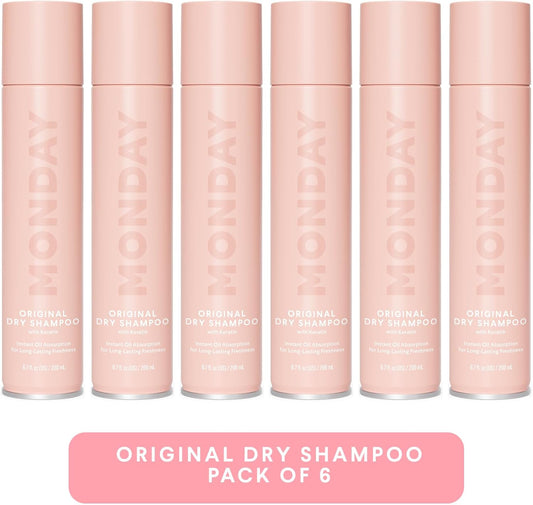 Monday Haircare 6 X 200 Ml Volume Dry Shampoo With Collagen, Oil-Absorbing Ideal For Thin & Fine Hair