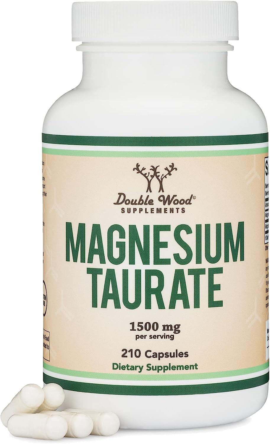 Magnesium Taurate Supplement for Cardiovascular Health to Boost Magnesium Levels (1,500mg per Serving, 210 Vegan Capsules) Non-GMO, Gluten Free, by Double Wood Supplements : Health & Household