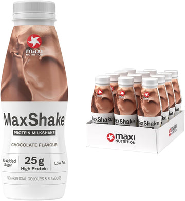 Maxinutrition Maxshake Protein Milkshake Chocolate, 12 X 330 Ml, Creamy Protein Shake For Travel, 25 G Protein, Low Fat And Low Carb, Lactose-Free, No Artificial Flavours
