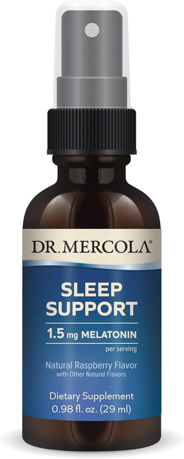 Dr. Mercola Sleep Support with Melatonin Spray, 1.5 mg Melatonin Per Serving, 35 Servings, Dietary Supplement, Supports Healthy Sleep and Mental Focus, Non-GMO