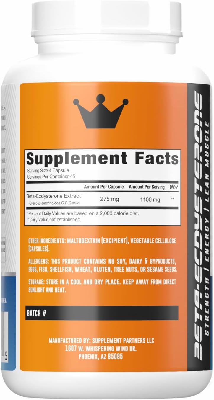 Muscle Empire Beta-Ecdysterone Capsules | Beta-E 1100Mg | 180 Pill Count | Lean Muscle Building & Strength Gains | Lab Tested Ingredients
