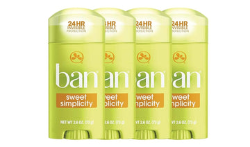 Ban Sweet Simplicity 24-hour Invisible Antiperspirant, 2.6oz Solid Deodorant, Underarm Wetness Protection, with Odor-fighting Ingredients (4 Pack)